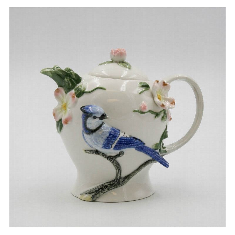 Kevins Gift Shoppe Hand Painted Ceramic Blue Jay Bird Teapot, 1 of 4