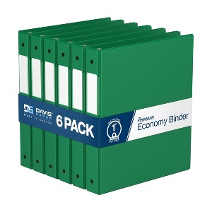 Davis Group 6pk 1" Premium Economy Round Ring Binders Green: Hard Cover, 200 Sheet Capacity, 2 Pockets, Polypropylene - 1 of 4