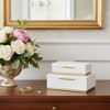 HomeRoots Set of Two White And Gold Nesting Decorative Storage Boxes With Lids - 2 of 4