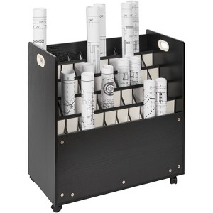 VEVOR Blueprint Storage Rack, 50 Slots Mobile Blueprint Storage Cabinet, Wooden Roll File Organizer Cart for Construction Plan Map Poster - 1 of 4