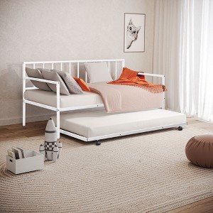 Twin Size Metal Daybed with Trundle for Bedroom - 1 of 4