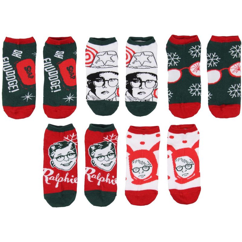 A Christmas Story Ralphie Inspired 5-Pack Ankle No-Show Socks For Men And Women Multicoloured, 1 of 4