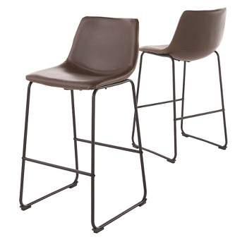 Set of 2 30" Cedric Faux Leather Barstool Vintage Brown - Christopher Knight Home