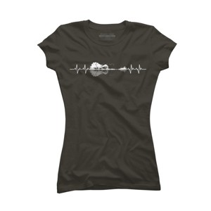 Junior's Design By Humans Nature Guitar Heart Beat By Maryedenoa T-Shirt - 1 of 2