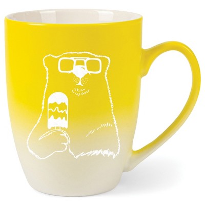 Elanze Designs 12 Ounce Two Toned Ombre Ceramic Tea Coffee Cup Mug Yellow White Ice Cream Polar Bear