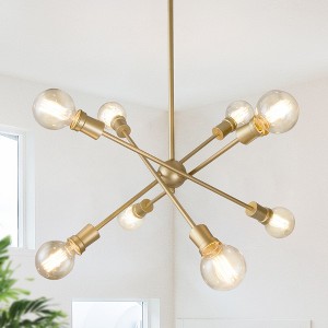 LNC Pursuit 25-in  Sputnik Chandelier, 8-Light Stain Gold, Mid-Century Modern - 1 of 4