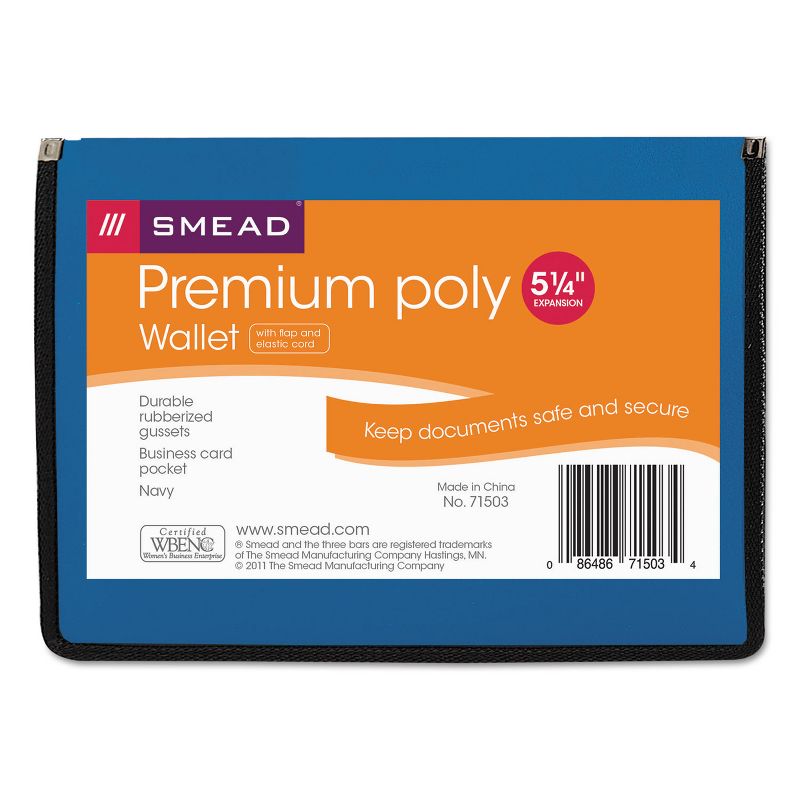 Smead Poly Premium Wallets 5 1/4" Exp Letter Navy Blue 71503, 1 of 4