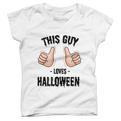 Girl's Design By Humans This Guy Loves Halloween By MultimediaOne T-Shirt