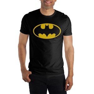 Batman Classic Yellow Bat Logo Black Graphic Tee Shirt T-Shirt - 1 of 1
