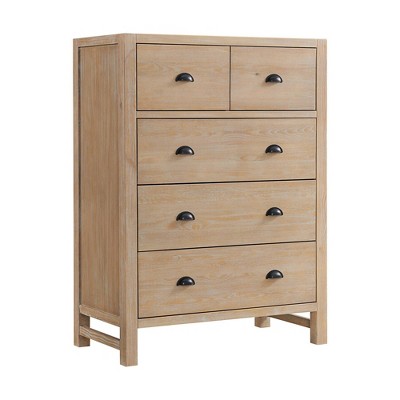 Arden Light Driftwood Pine Wood 5-Piece Bedroom Set