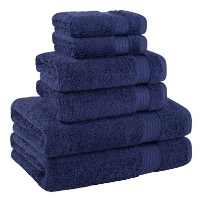 Navy Blue 6-Piece Turkish Cotton Bath Towel Set