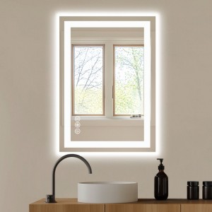 Anti-fog LED Bathroom Mirror with Dual Light Source and Three Lighting Modes, White - 1 of 4