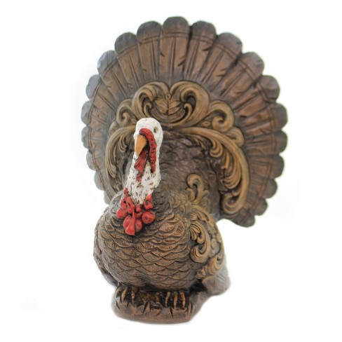 Thanksgiving Turkey With Dark Wood Finish - One Figurine 9.75 Inches ...