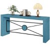 64 Inch Long Wood Console Table, Farmhouse Dining Table With Angled Metal Frame, Sofa Table For Hallway, Living Room-Cuddlewood - 3 of 4
