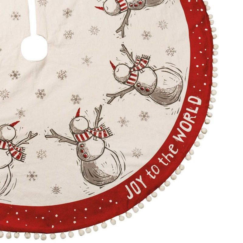 Christmas 52.0" Joy Snowman Tree Skirt Pom Poms  Holiday Primitives By Kathy  -  Tree Skirts, 2 of 4