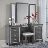 Sapphtopaz Modern Glam Ottoman Stool with PU Upholstered Square Small Vanity Stool with Wood Frame Foot Stool for Living Room, Entryway - 3 of 4