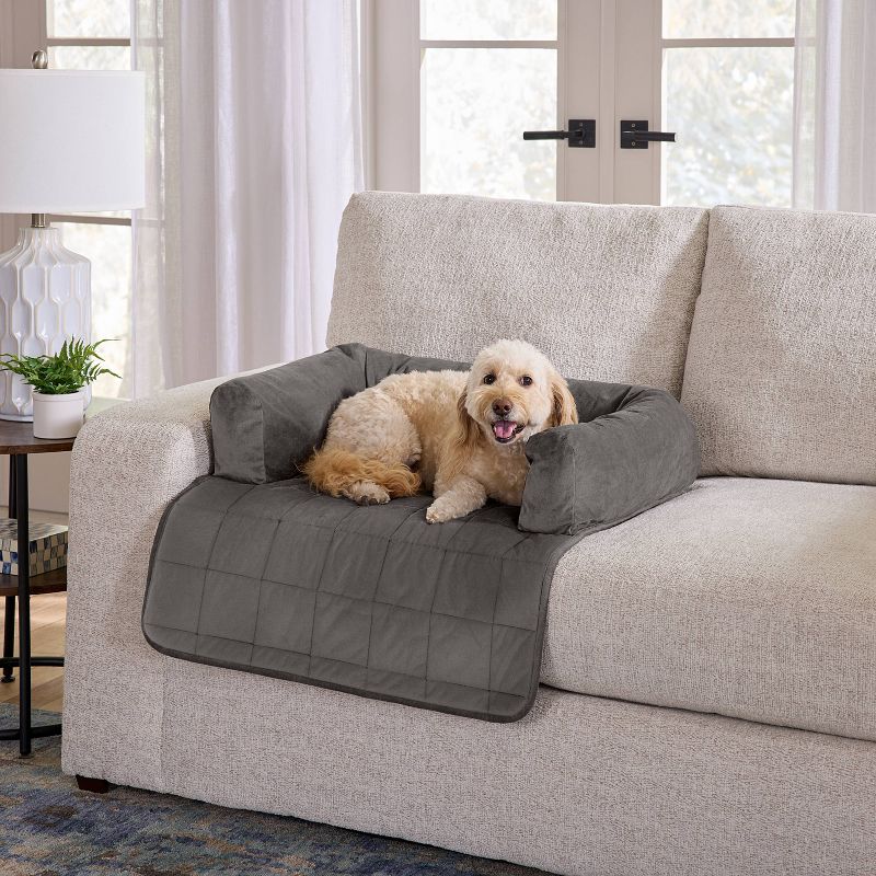 Sure Fit 46&#34;x32&#34; Pet Otis Quilted Three Sided Bolster Pet Bed Waterproof Couch Protector Large, 2 of 9