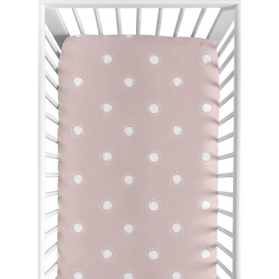 Sweet Jojo Designs Girl Baby Fitted Crib Sheet Boho Sun Pink and White