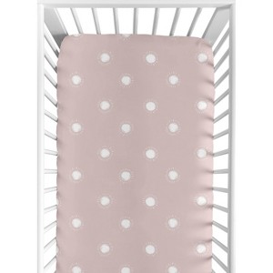 Sweet Jojo Designs Girl Baby Fitted Crib Sheet Boho Sun Pink and White - 1 of 4