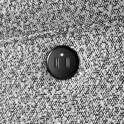 Salt and Pepper Boucle Swivel Recliner with USB Port
