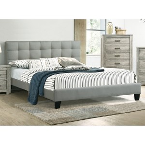 Queen Size Upholstered Platform Bed with Tufted Headboard for Bedroom - 1 of 4