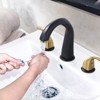 WOWOW 8 in. Widespread Double Handle Gooseneck Bathroom Faucet with Pop-up Drain in Matte Black - 3 of 4