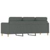 vidaXL Modern 3-Seater Sofa in Dark Gray Fabric - Comfortable Seating with Thick Padding & Breathable Upholstery - Sturdy Metal Frame Construction - 4 of 4