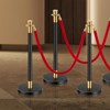 VEVOR Stanchions and Velvet Ropes, 6 Pcs Crowd Control Barriers with 4 Red Velvet Ropes, Stainless Steel Stanchion Post Queue, Black - 2 of 4