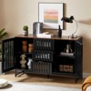 TIRAMISUBEST 3-Drawer Buffet Cabinet with Slatted Doors, Mid-Century Storage for Dining Rooms - 2 of 4