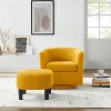 KTMBDW Swivel Accent Chair, 360° Rotating Round Barrel Armchair with Corduroy Upholstery for Living Room, Bedroom, Reading Nook, Footstool - 2 of 4
