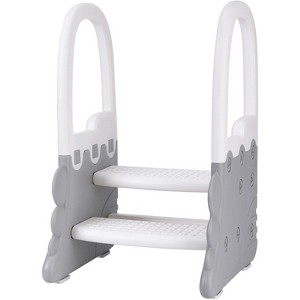 Toddler 2-Step Stool with Handrails, Anti-Slip Step Ladder, Toddler Learning Helper Stool Multifunctional Standing Tower - 1 of 4