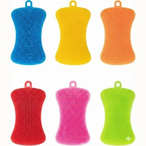 5 Star Super Deals 6 Pack Reusable Silicone Sponges – Non-Scratch Bristles for Easy Cleaning of Dishes, Fruits & Veggies in Kitchen - 1 of 4