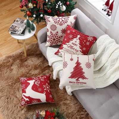 Trinity 4 Pieces Christmas Pillow Covers for Couch Bed Sofa Christmas  Decorations, Blue