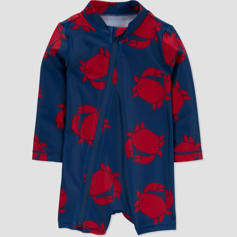 Carter's Just One You®️ Baby Boys' Long Sleeve Whale Printed One Piece Rash Guard, 1 of 7
