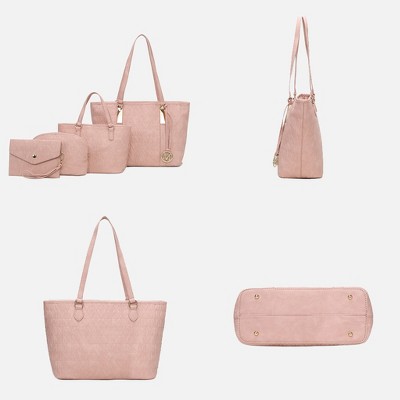 MKF Collection Tote Bag Set 4-Piece Logo Print Vegan Leather, Arya | MKF Collection by Mia K - Fuchsia — фото 7