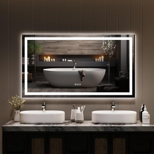 Bathroom Mirror with Lights – Dimmable Anti-Fog Vanity Mirror (Backlit + Front Lit, Shatter-Proof, Horizontal/Vertical, 1-Pack) - 1 of 4