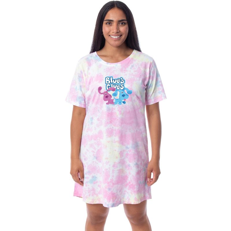 Nickelodeon Blue's Clues Womens' Magenta Nightgown Sleep Pajama Shirt Multicolored, 1 of 4
