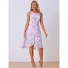 Allegra K Women's Wrap Ruffle High Low Hem Round Neck Keyhole Back Sleeveless Floral Dress - 3 of 4