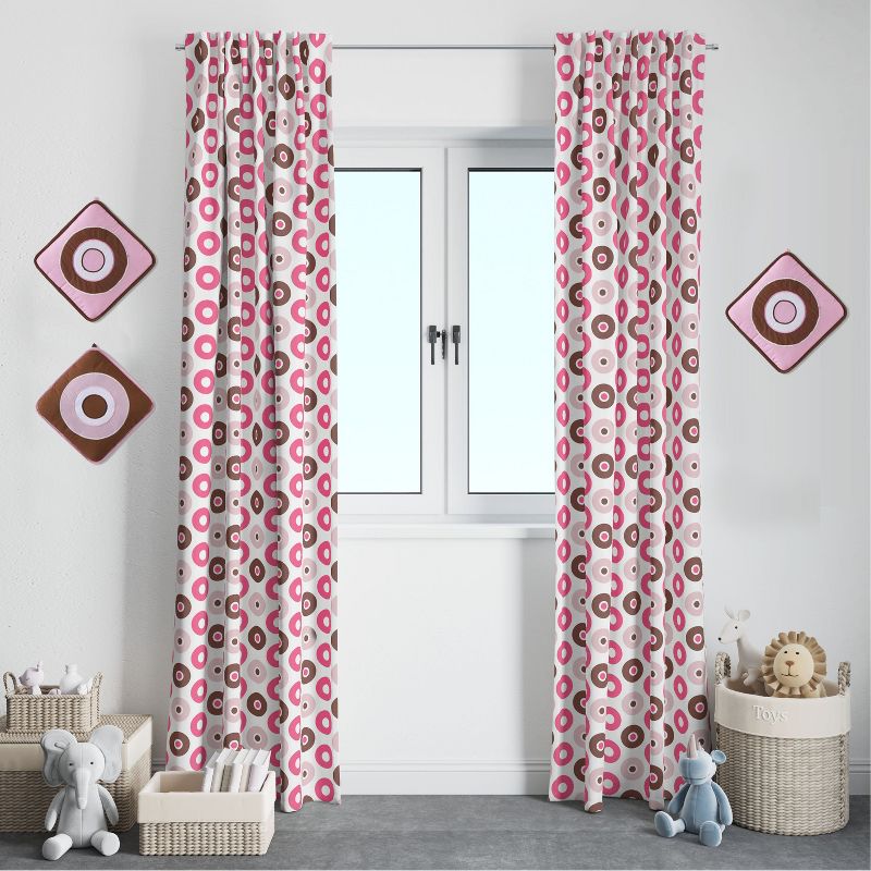 Bacati - Mod Dots Stripes, Pink/Fuchsia/Beige/Brown Dots Curtain Panel, 3 of 5