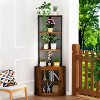 KTMBDW Wine Rack with Glass Holder and Storage Shelves, Corner Bar Corner Wine Cabinet, 6 Tier Bookshelf Display Corner Shelves for Living Room, Brown - 3 of 4