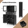 Costway Bathroom Floor Storage Cabinet Kitchen Cupboard with 2 Drawers & Glass Doors White/Gray/Black - 3 of 4