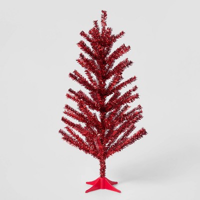 2ft Shiny Red Tinsel Artificial Christmas Tree - Wondershop™