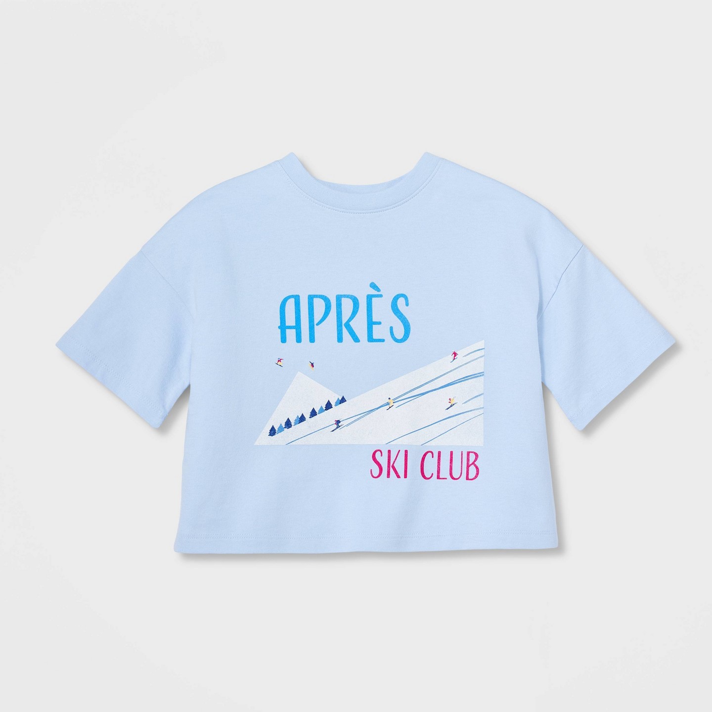 Футболка Cat & Jack Short Sleeve Boxy 'Apres Ski' Graphic T-Shirt для девочек, цвет: Бледный синий — фото 2