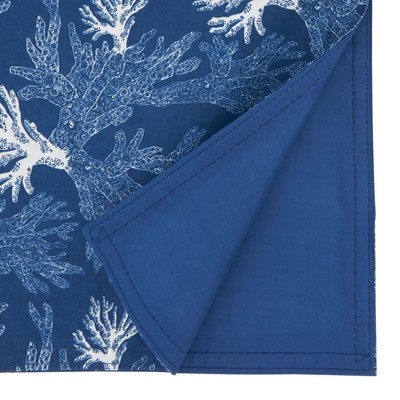 Navy Blue Sea Coral Design Polyester Table Runner, 16" x 90"