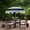Northlight Striped Outdoor Tilting Macrame Boho Beach Market Umbrella - 6.5' - Blue and White - 3 of 4