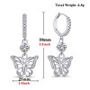 Paaaawaters 14k White Gold Plated 5A Cubic Zirconia Butterfly Hoop Dangle Earings - 3 of 4