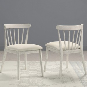 GDFStudio Maxence Farmhouse Rubberwood Upholstered Dining Chairs with Curved Slatted Backrest (Set of 2) - 1 of 4