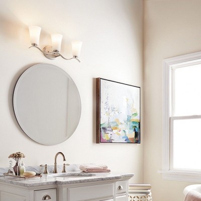 Armida Brushed Nickel 3-Light Vanity with White Glass Shades