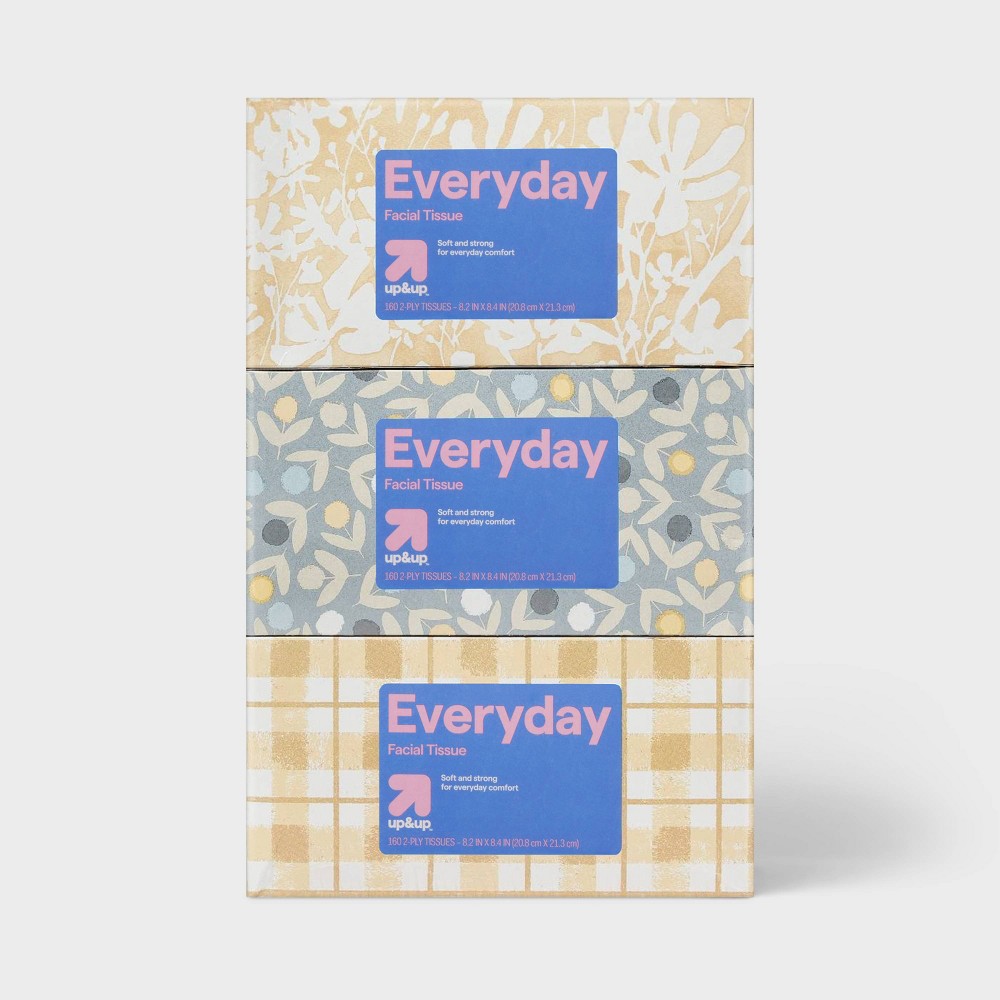 Everyday Facial Tissue - 6pk/960ct - up&up™: Rectangle Container, Not Travel Size, 2-Ply, 160 Sheets Per Box