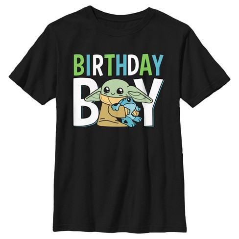 Boy's Star Wars: The Mandalorian Cute Grogu Birthday T-shirt - Black ...